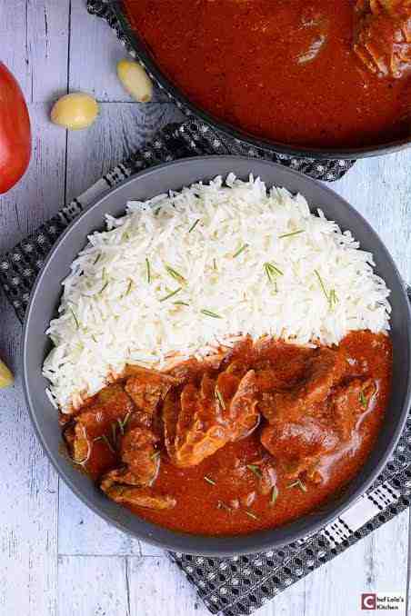 White Rice served with Tomato Stew